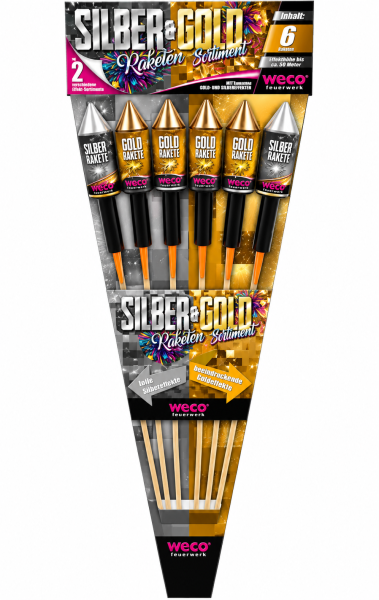 Silber & Gold, 6-tlg. MEGA Raketensortiment
